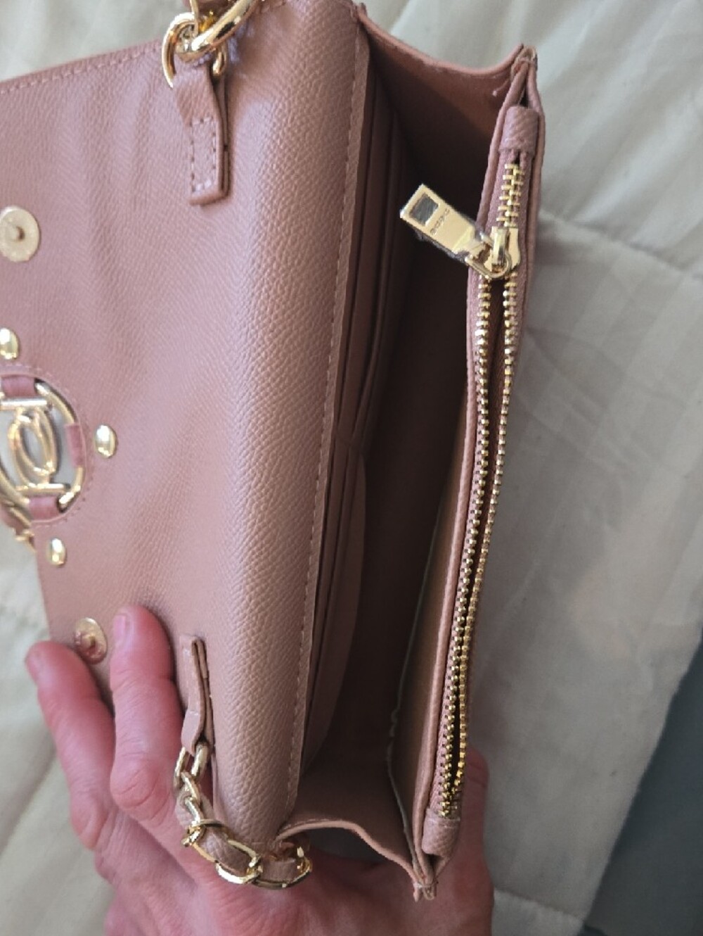 bebe Pink Quilted Logo Chain Crossbody with Gold Hardware NWT - Picture 6 of 8
